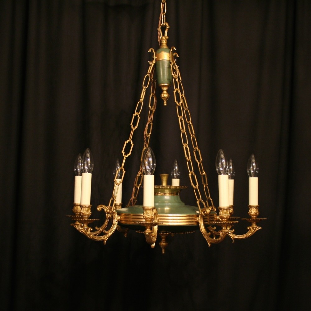 A French Empire 8 Light Gilded Chandelier