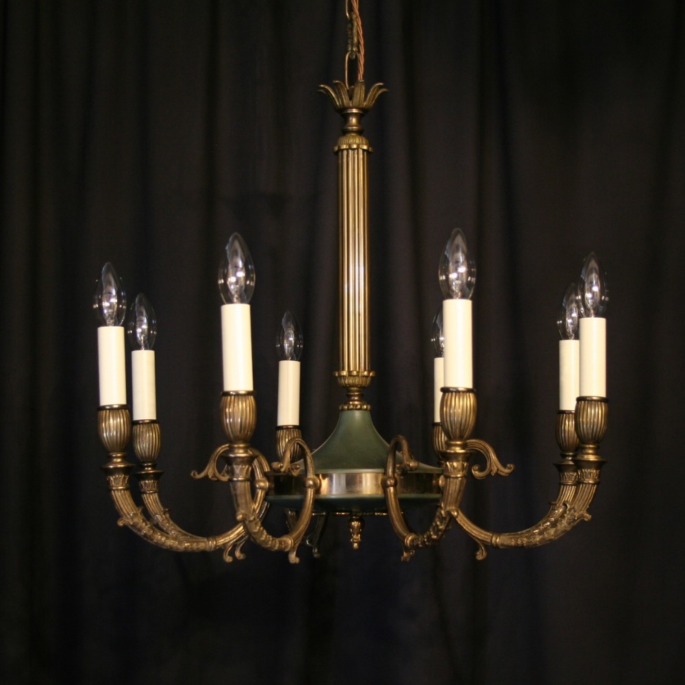 A French Empire 8 Light Brass Chandelier
