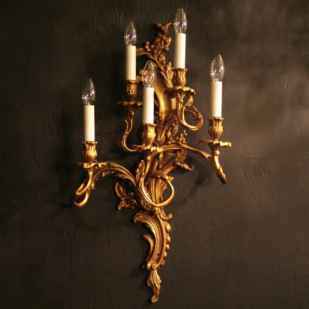A Large Italian 5 Arm Gilded Single Wall Light