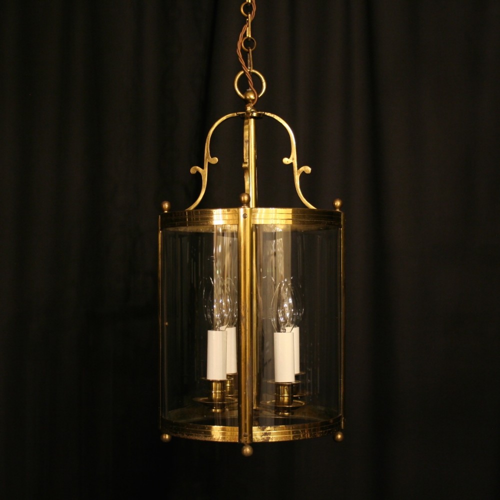 A French Cast Brass 4 Light Convex Antique Hall Lantern