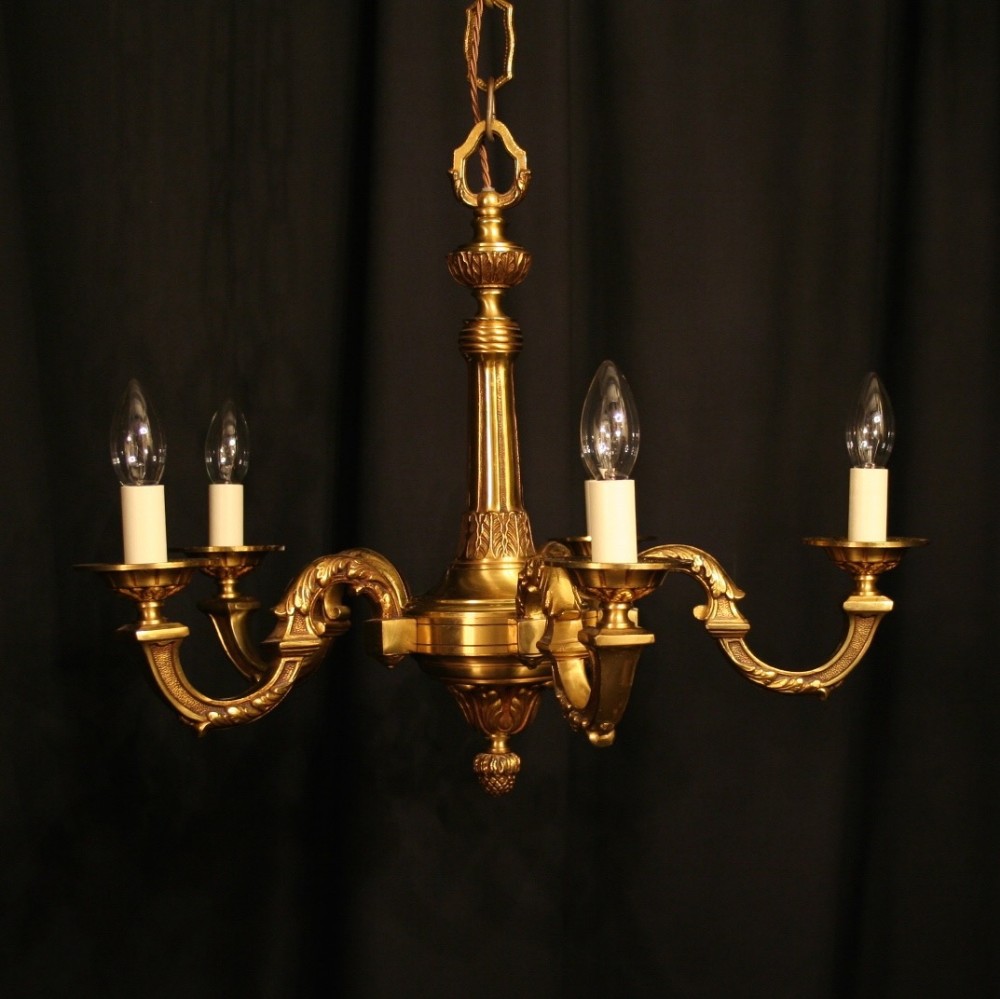 A French Gilded Bronze 5 Light Chandelier