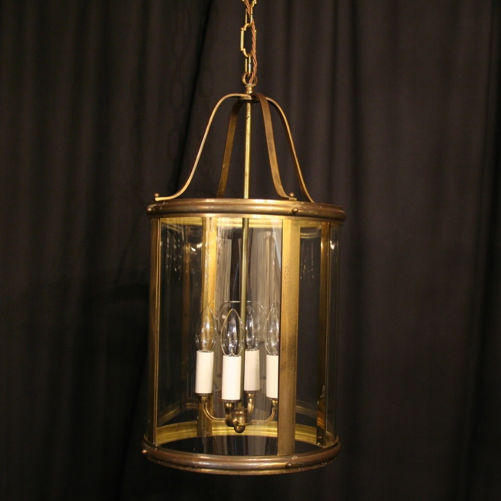 A French Brass Four Light Antique Hall Lantern