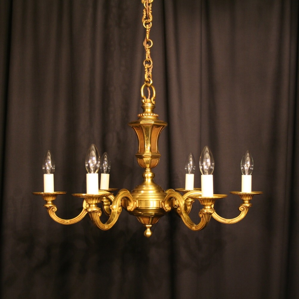 A French Gilded Cast Bronze 6 Light Chandelier