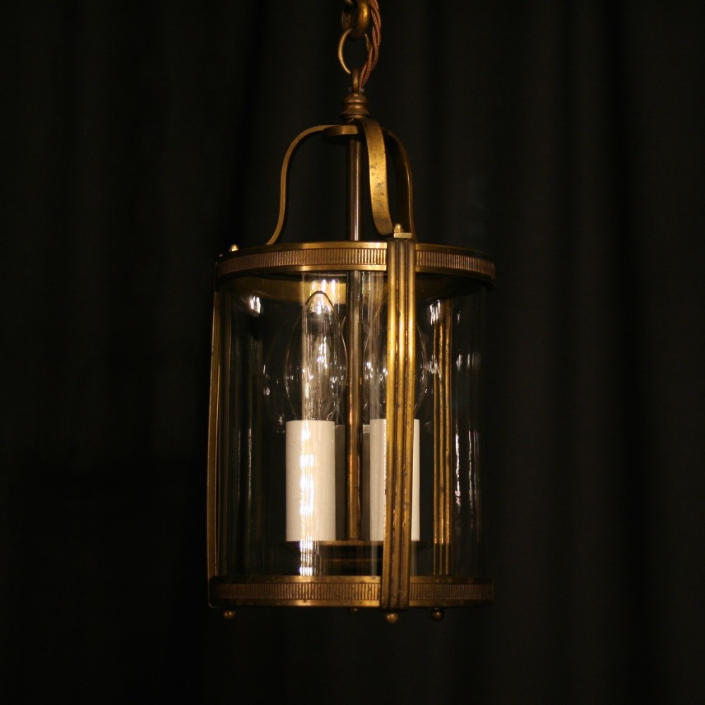 A French Triple Light Small Antique Hall Lantern