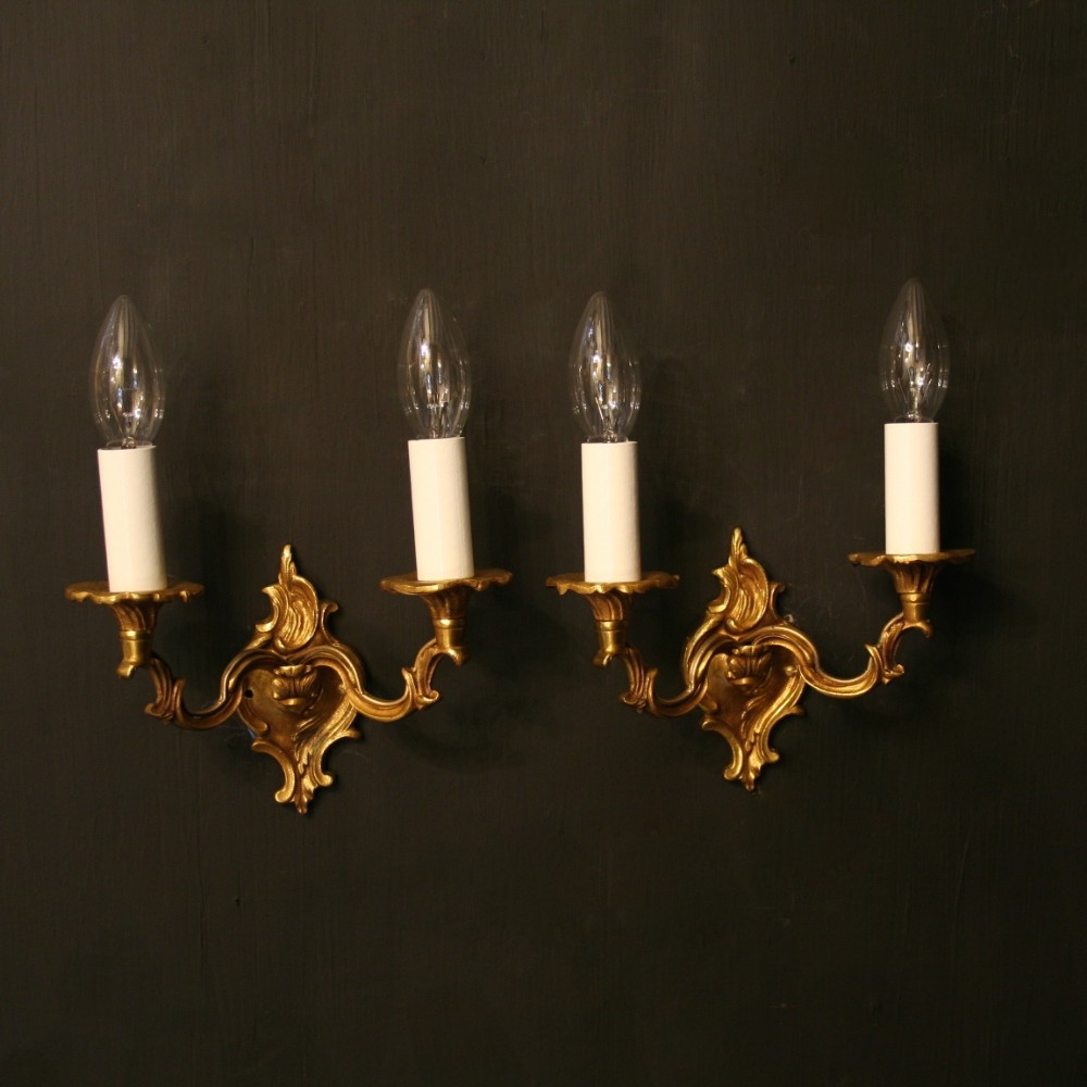 A French Pair Of Bronze Antique Wall Lights
