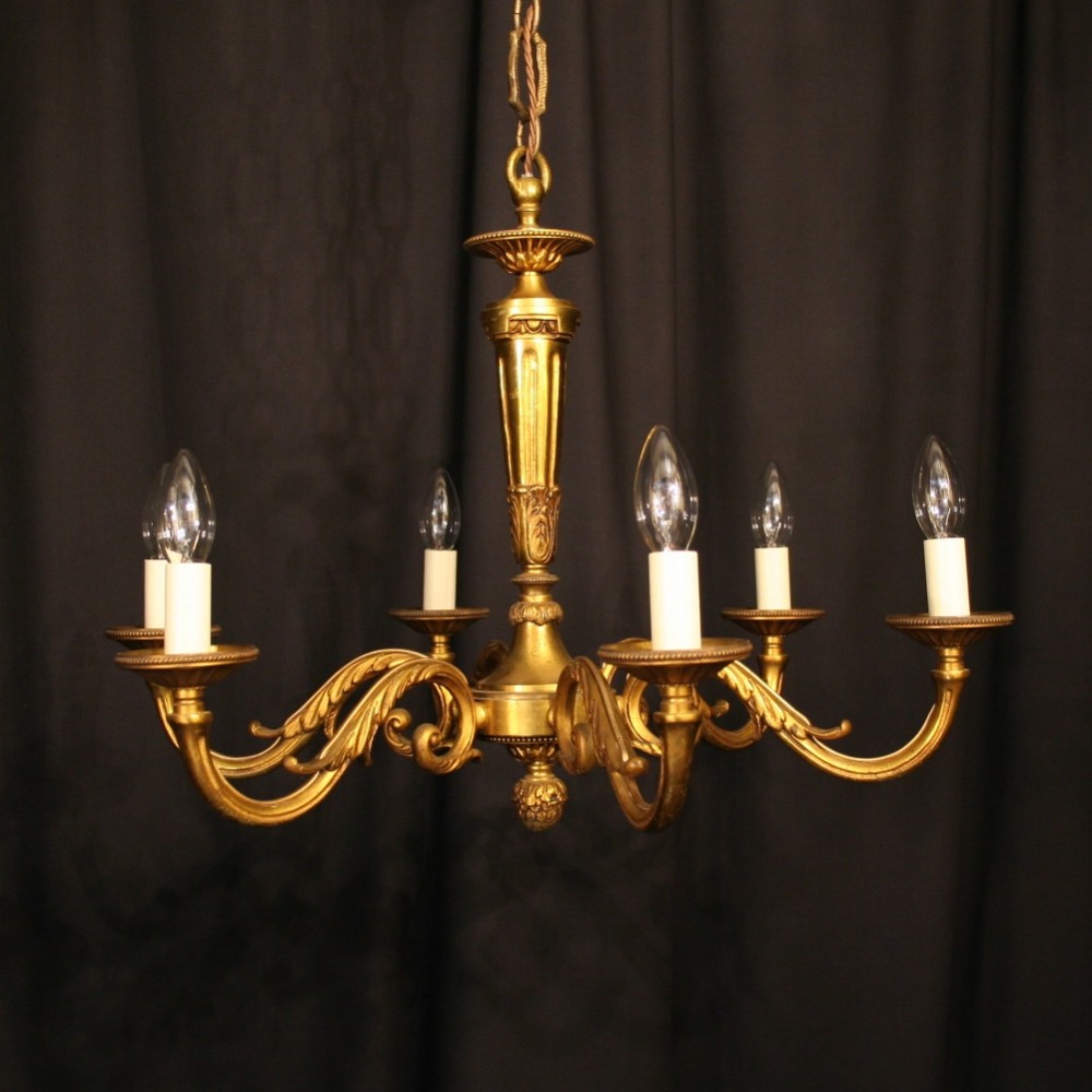 A French Bronze 6 Light Antique Chandelier