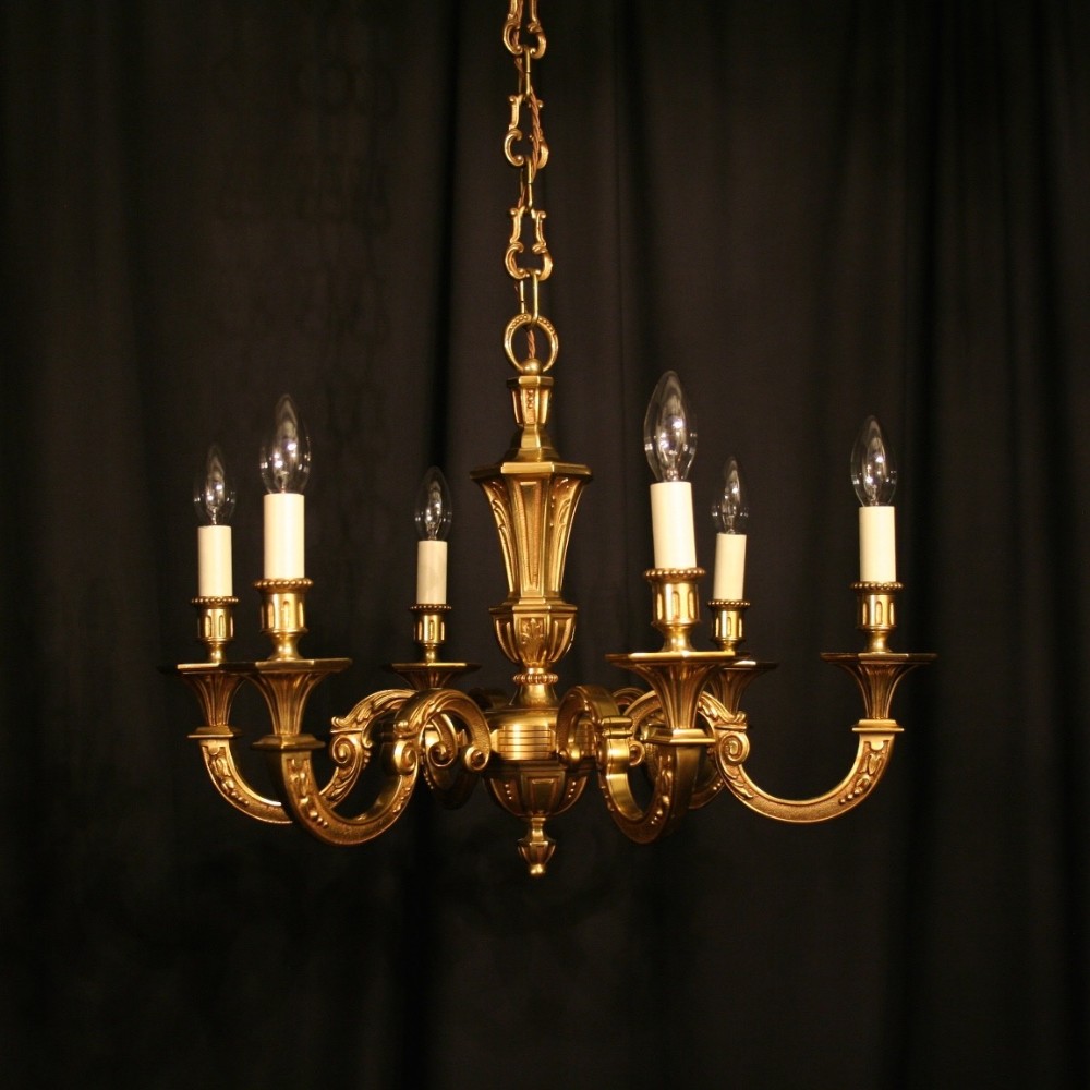 A French Gilded Bronze 6 Light Chandelier