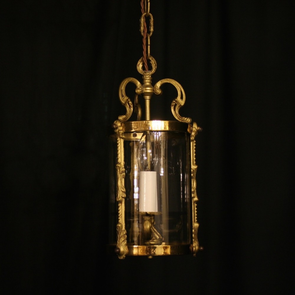 A Small French Gilded Twin Light Hall Lantern