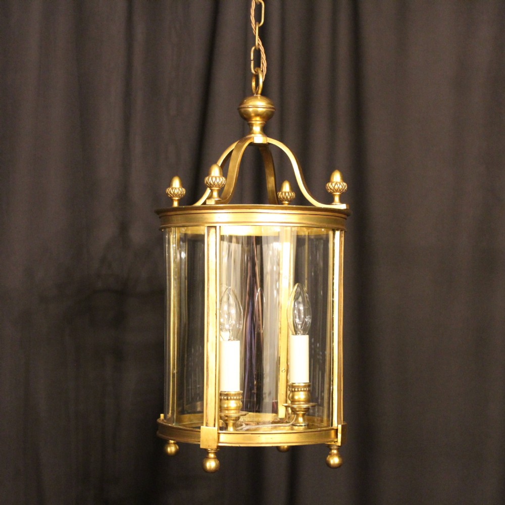 A French Gilded Cast Bronze Triple Light Antique Lantern