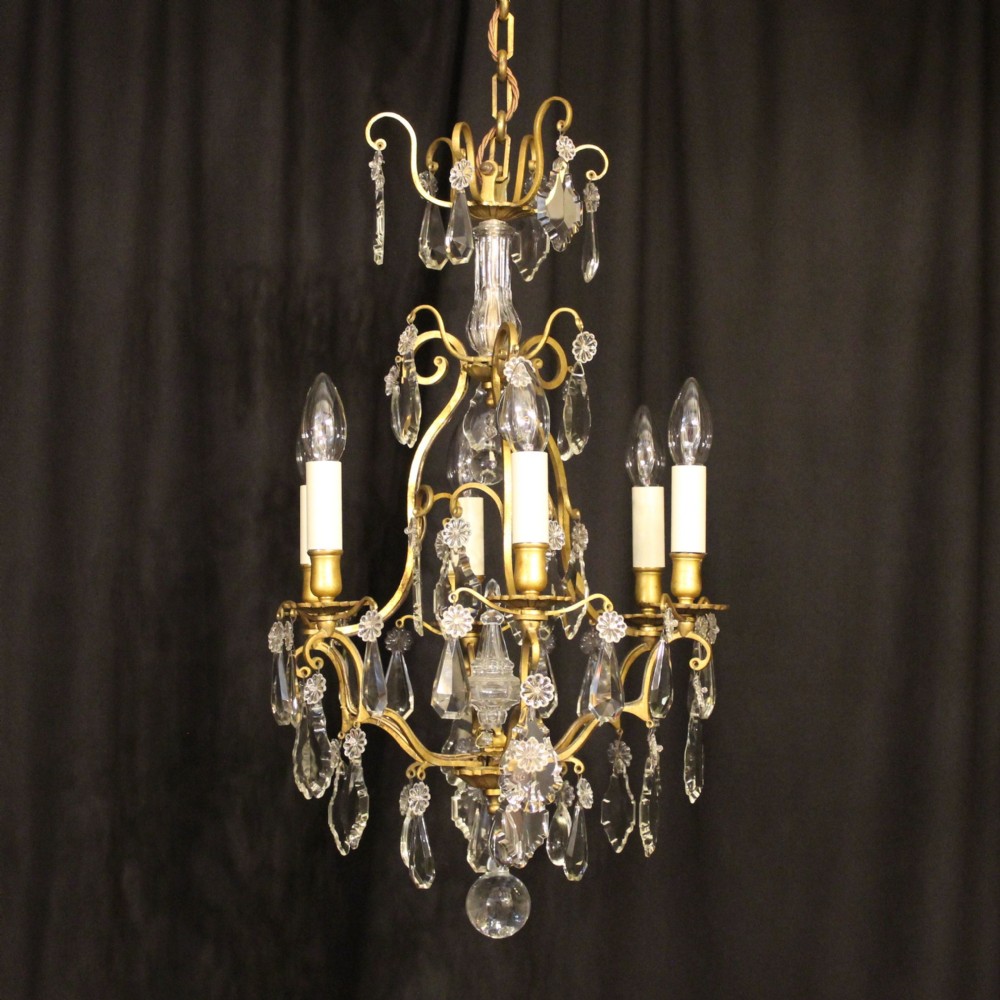 A French Gilded 6 Light Antique Chandelier
