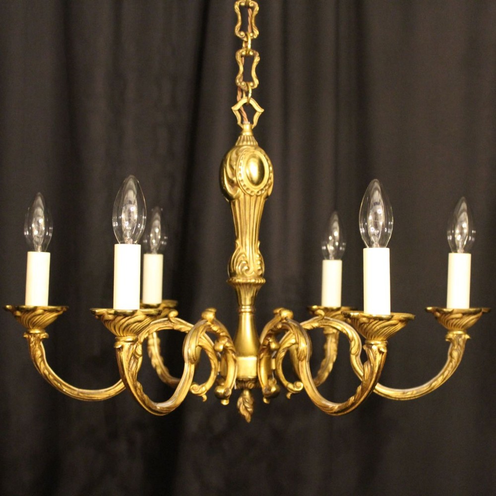 A French Gilded 6 Light Antique Chandelier