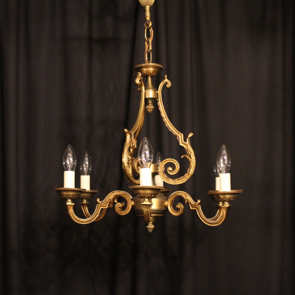 A French Gilded 6 Light Antique Chandelier