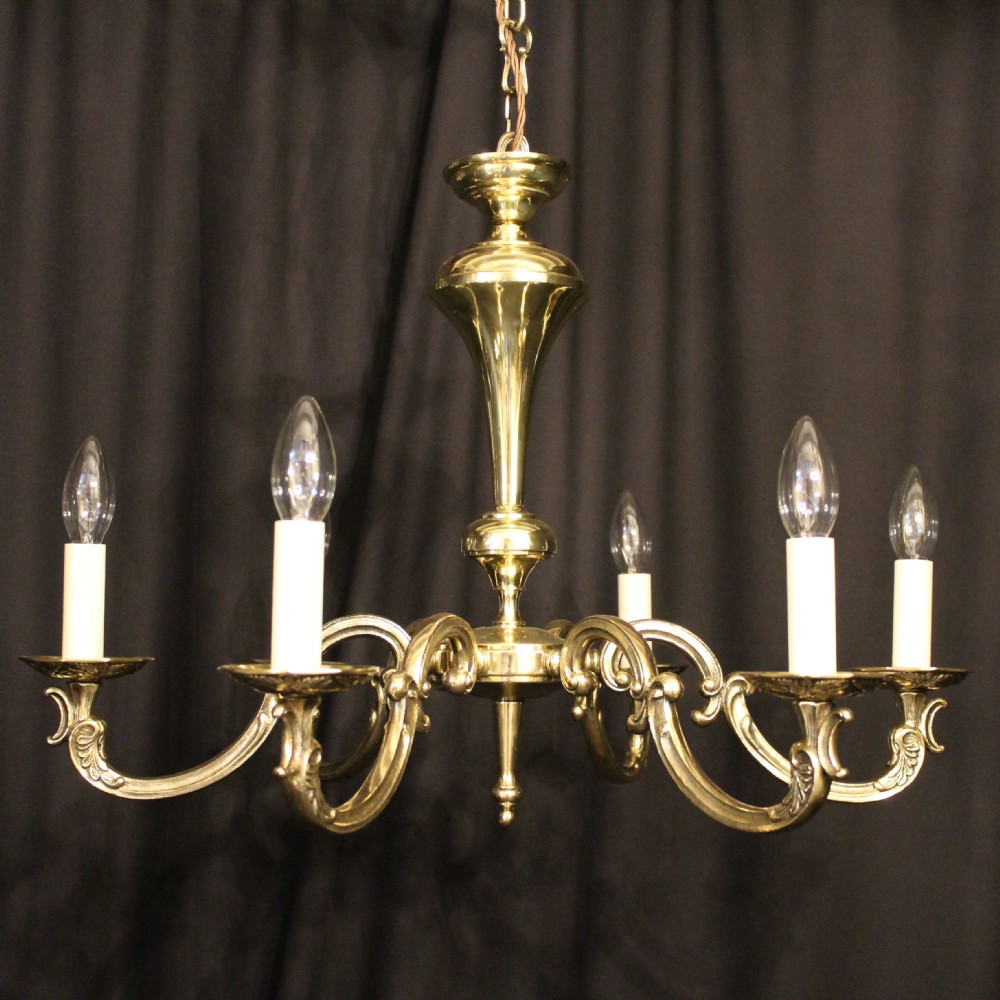 An English Cast Brass 6 Light Antique Chandelier