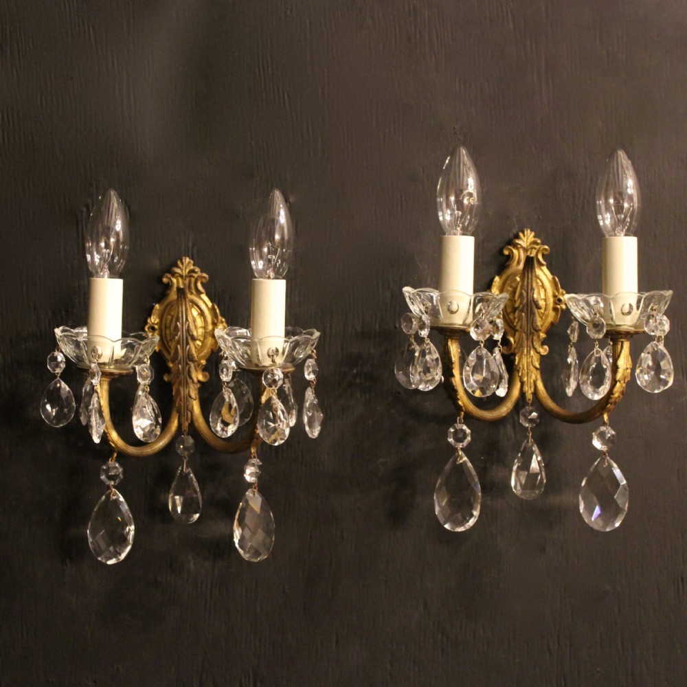 A French Pair Of Twin Arm Antique Wall Lights