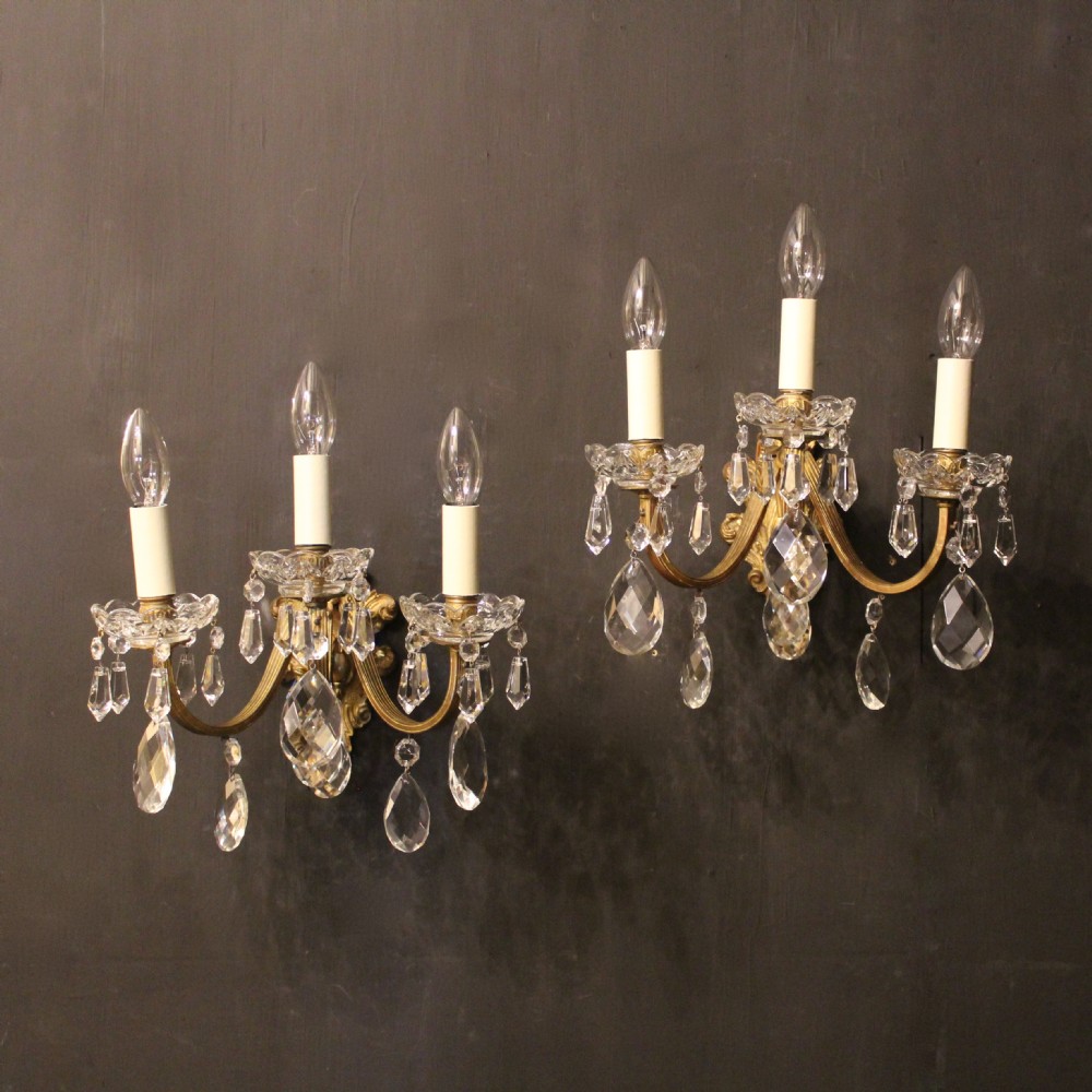 An Italian Pair Of Triple Arm Antique Wall Lights