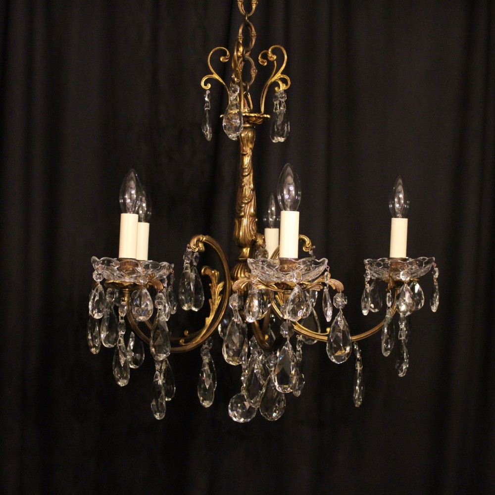 An Italian 5 Light Gilded Antique Chandelier