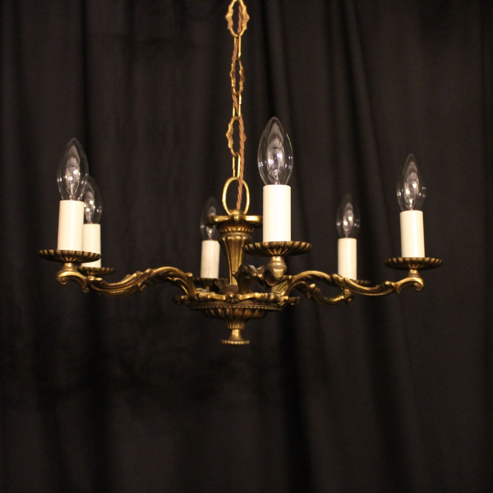 A French Brass 5 Light Antique Chandelier