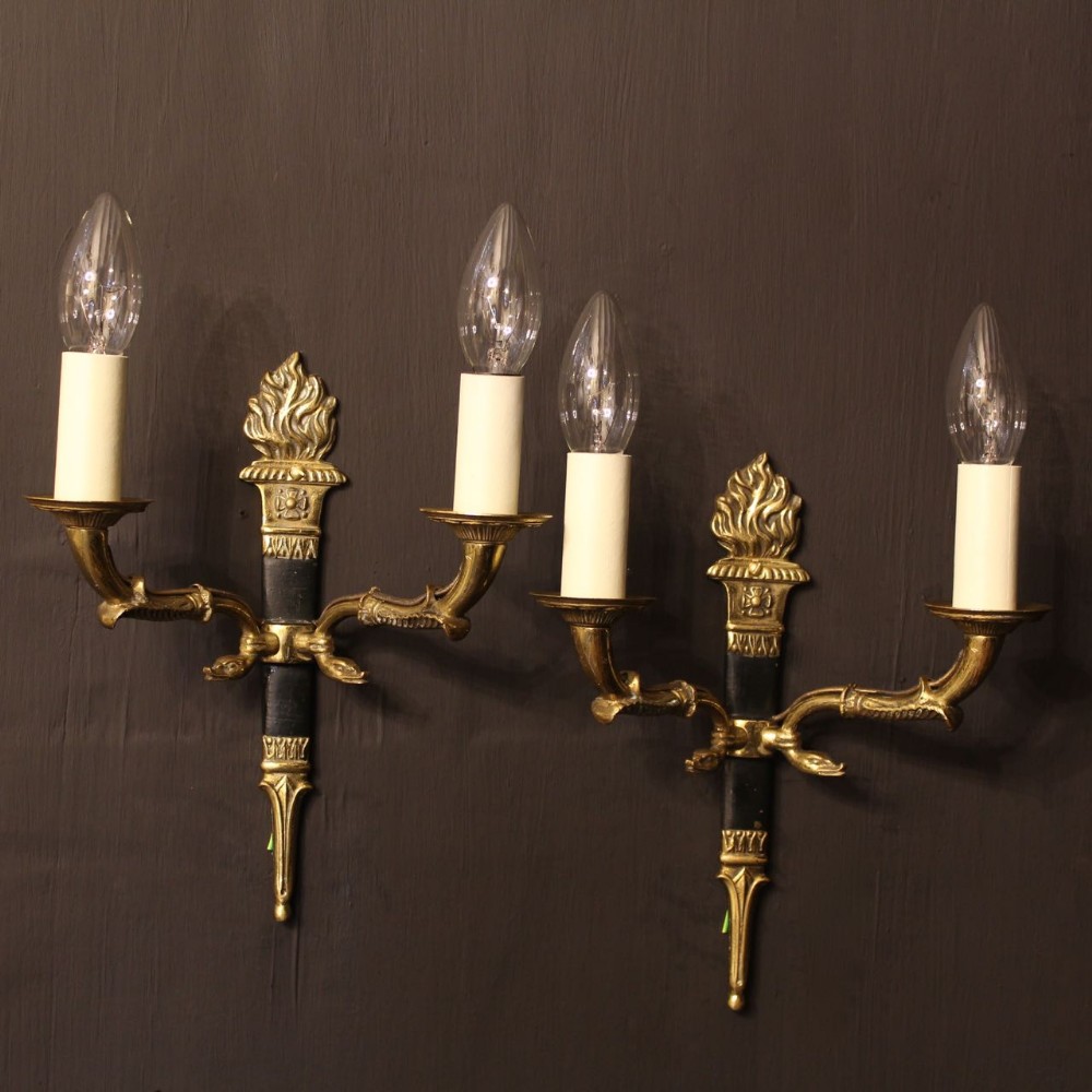 A French Pair Of Twin Arm Antique Wall Lights