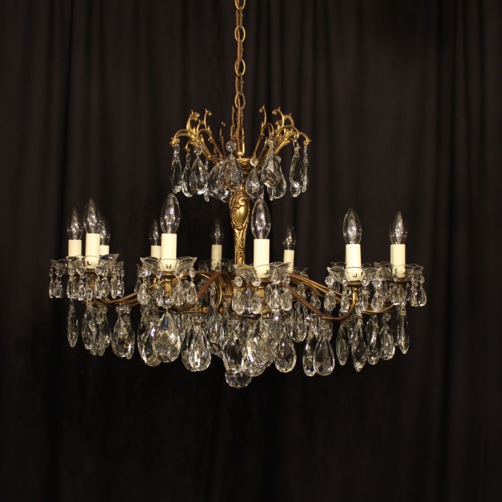 An Italian Gilded 12 Light Antique Chandelier