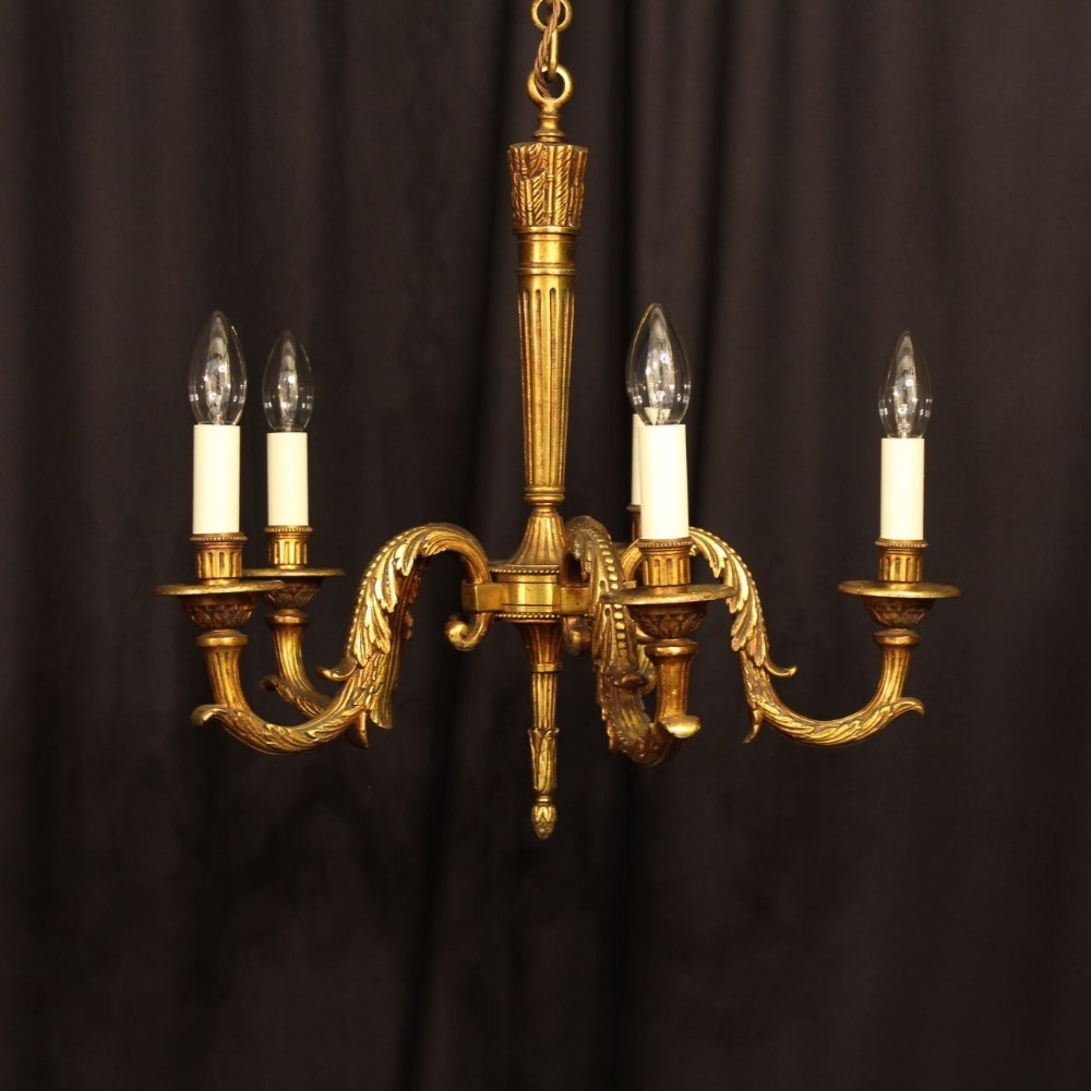A French Bronze 5 Light Antique Chandelier