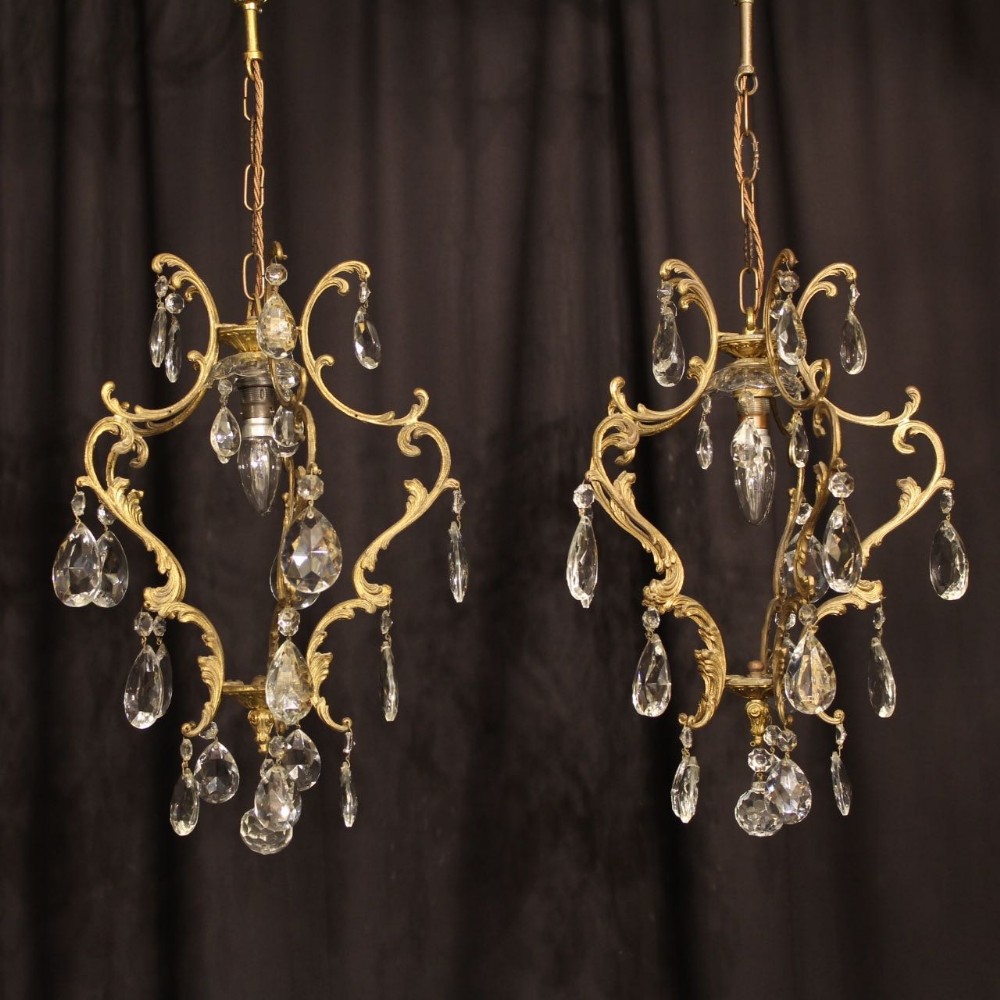 An Italian Pair Of Gilded Birdcage Chandeliers