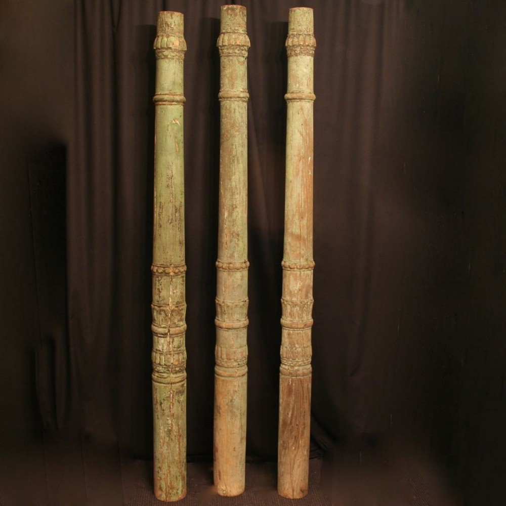 A French Set Of 3 Carved Wooden Columns