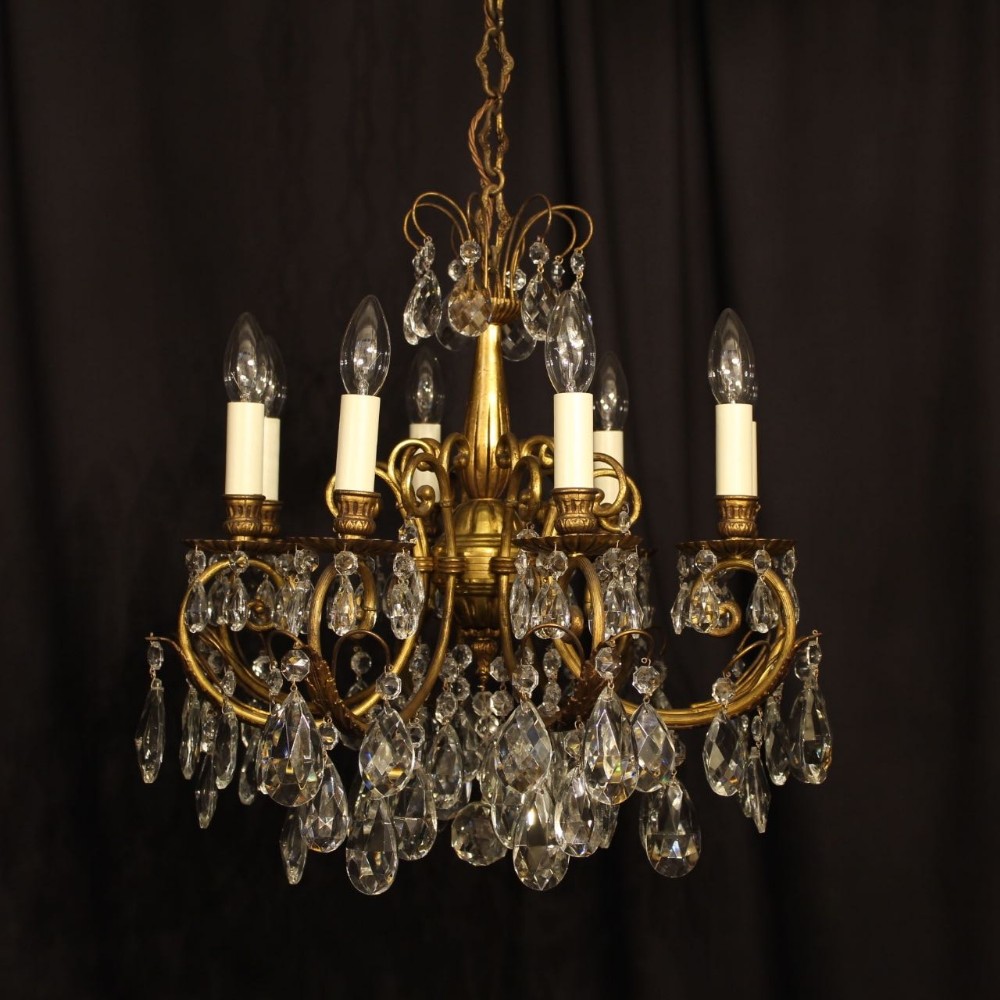 An Italian Gilded 8 Light Antique Chandelier