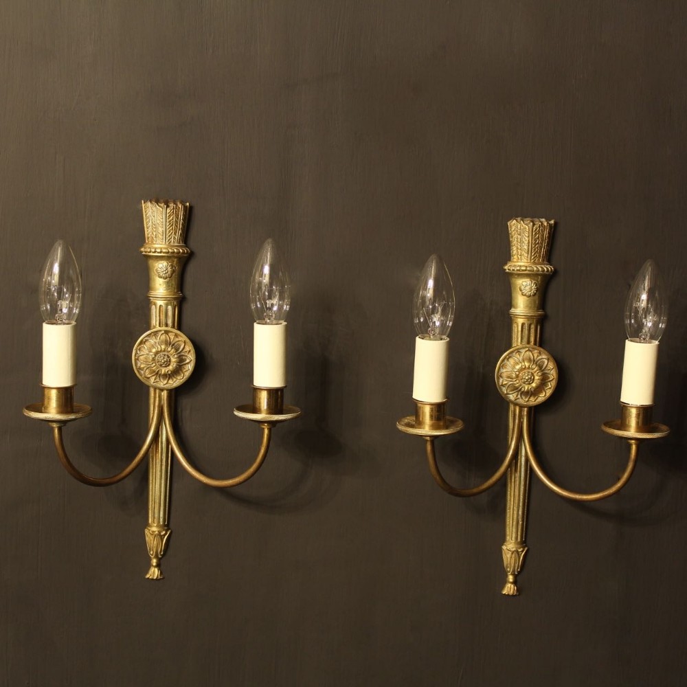A French Pair Of Twin Arm Antique Wall Lights