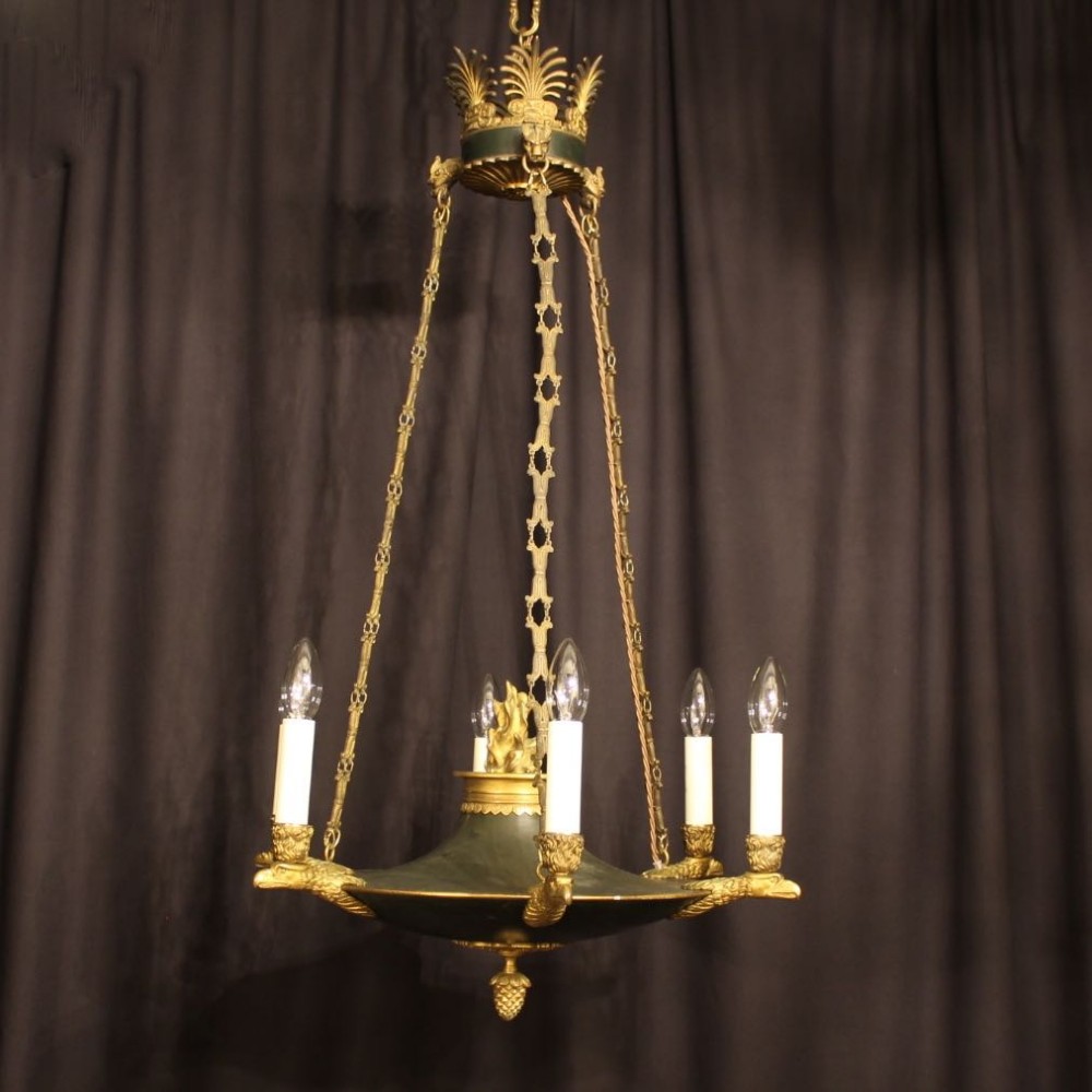 A French Bronze Empire Antique Chandelier