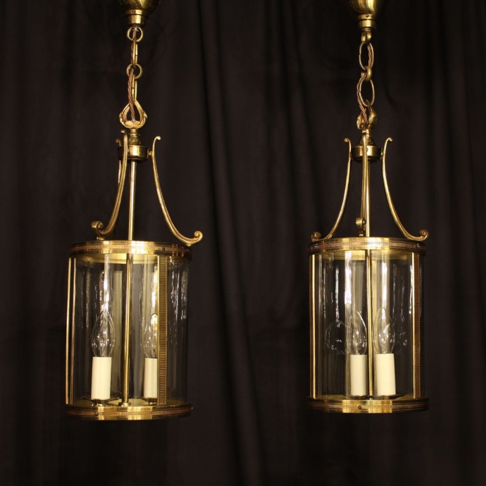 A French Pair Of Gilded Antique Hall Lanterns