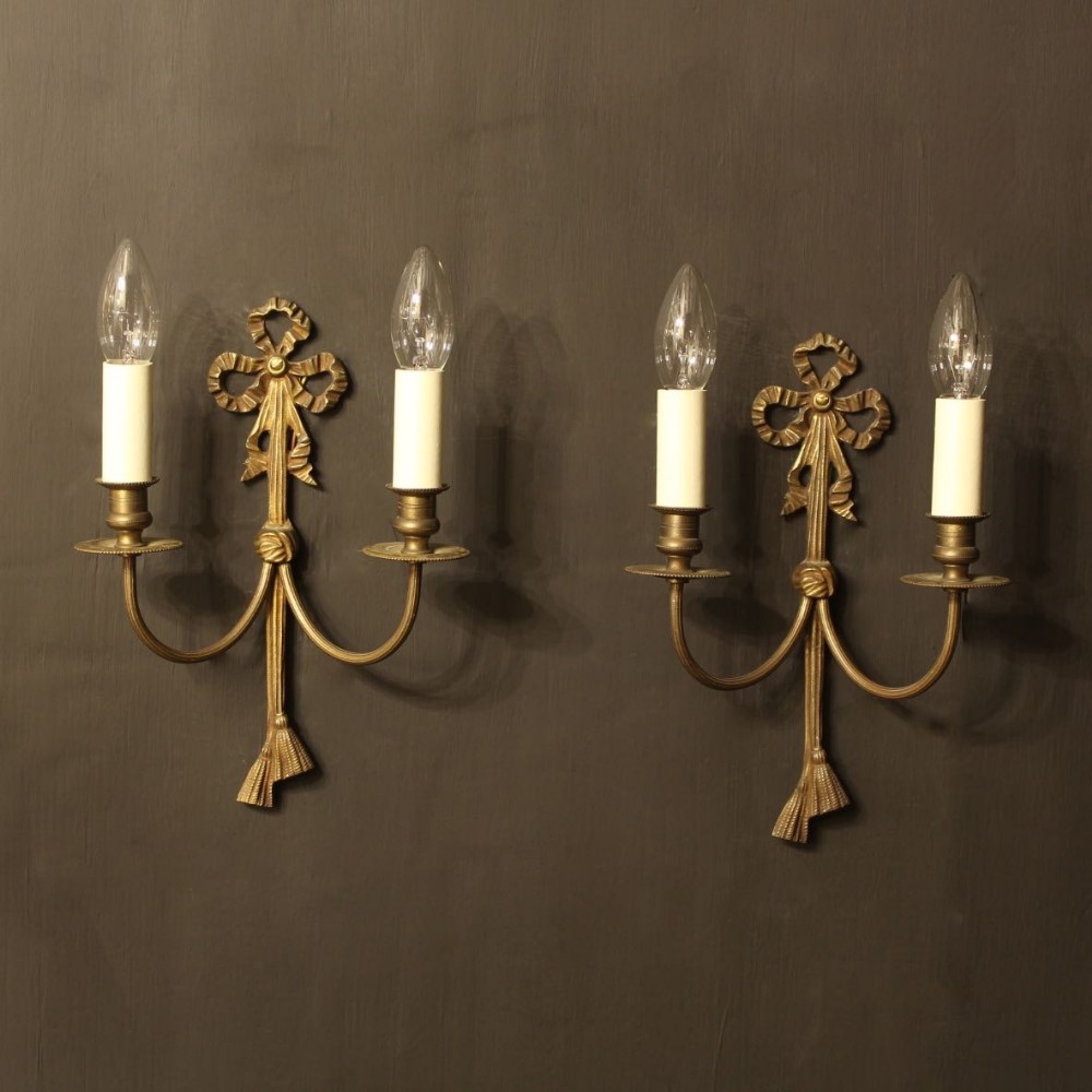 A French Pair Of Ribbon Antique Wall Lights
