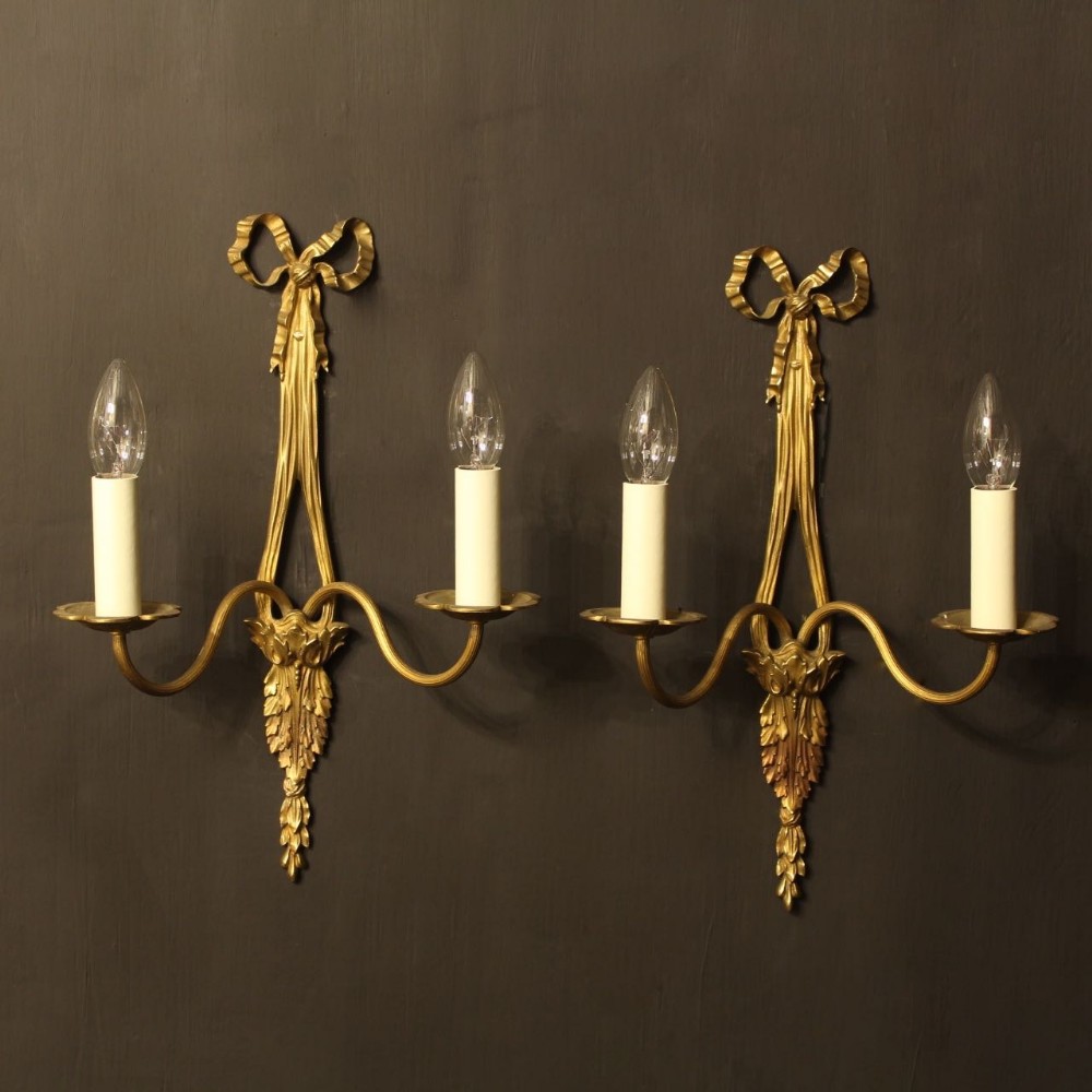 A French Pair Of Bronze Antique Wall Lights