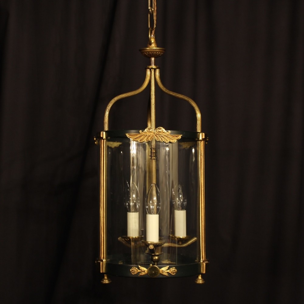 A French Empire Triple Light Antique Hall Lantern