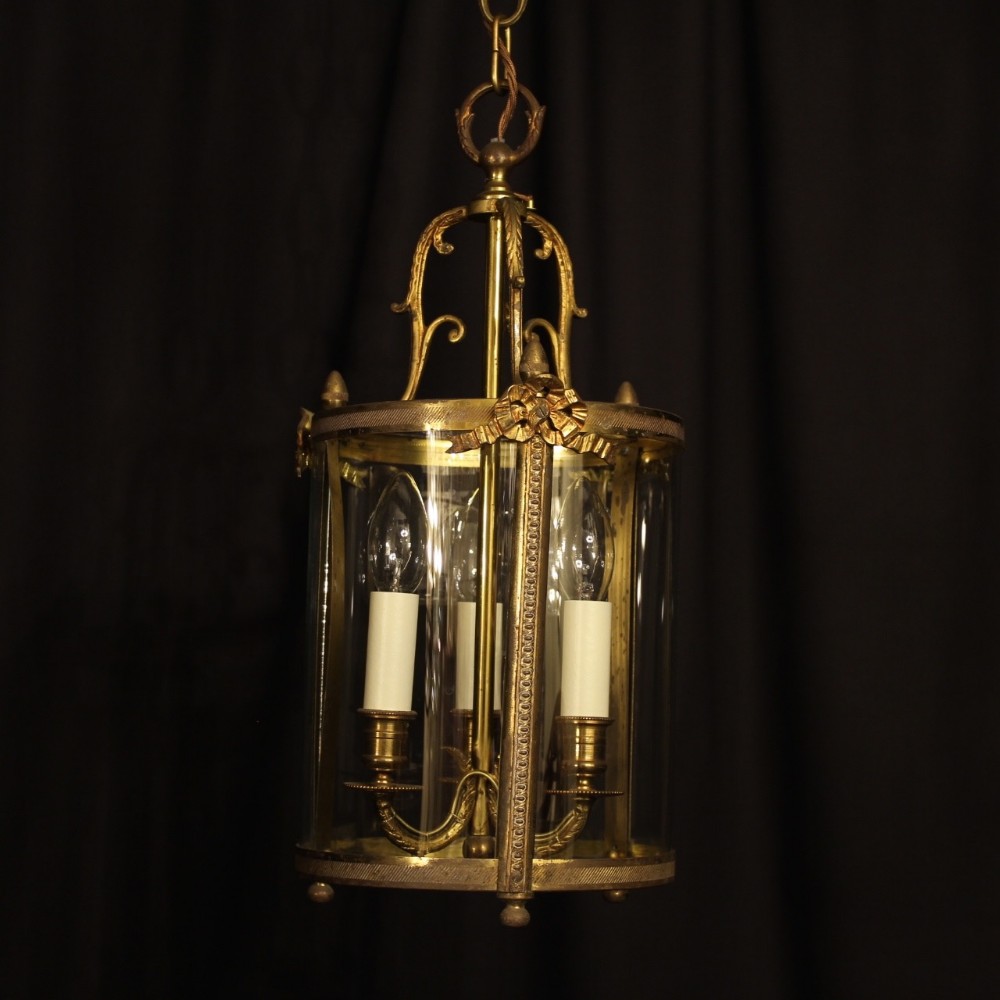 A French Bronze Triple Light Antique Lantern