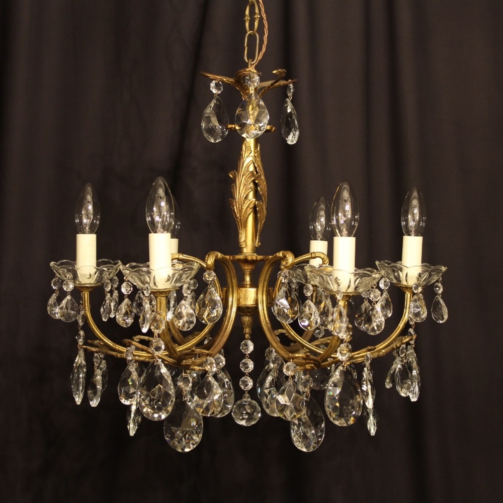 An Italian 6 Light Gilded Antique Chandelier