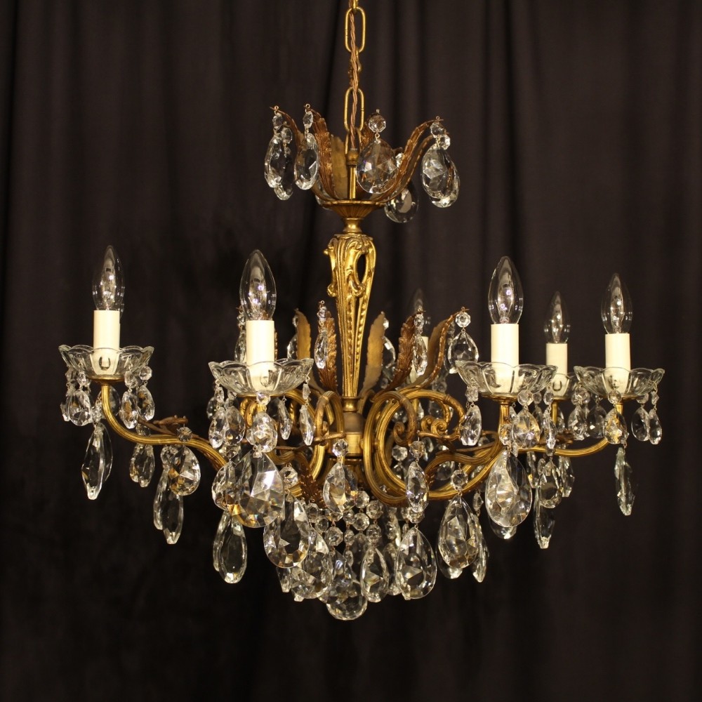 An Italian 8 Light Gilded Antique Chandelier