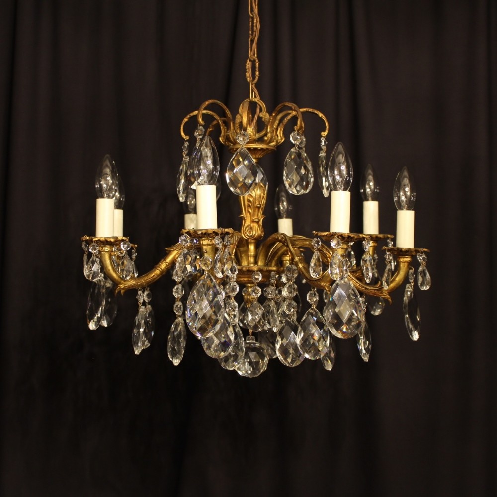 An Italian 8 Light Gilded Antique Chandelier
