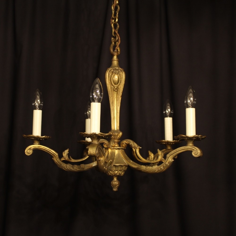 A French Bronze 5 Light Antique Chandelier