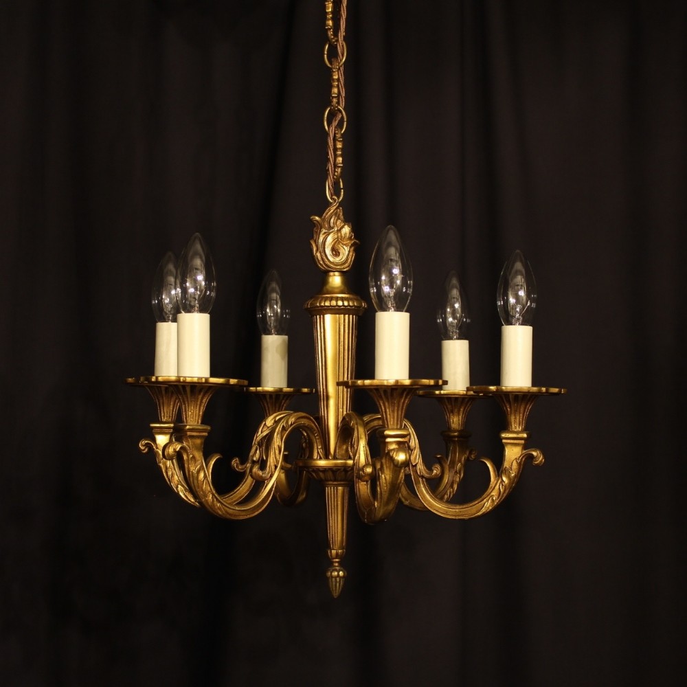 A French Bronze 6 Light Antique Chandelier