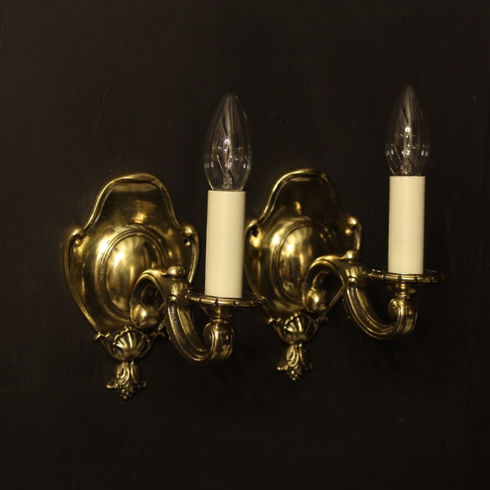 An English Pair Of Single Arm Antique Wall Lights
