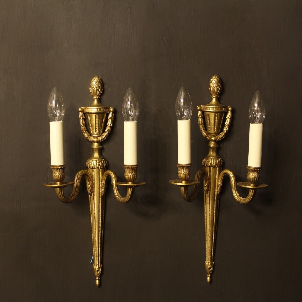 A French Pair Of Gilded Antique Wall Lights
