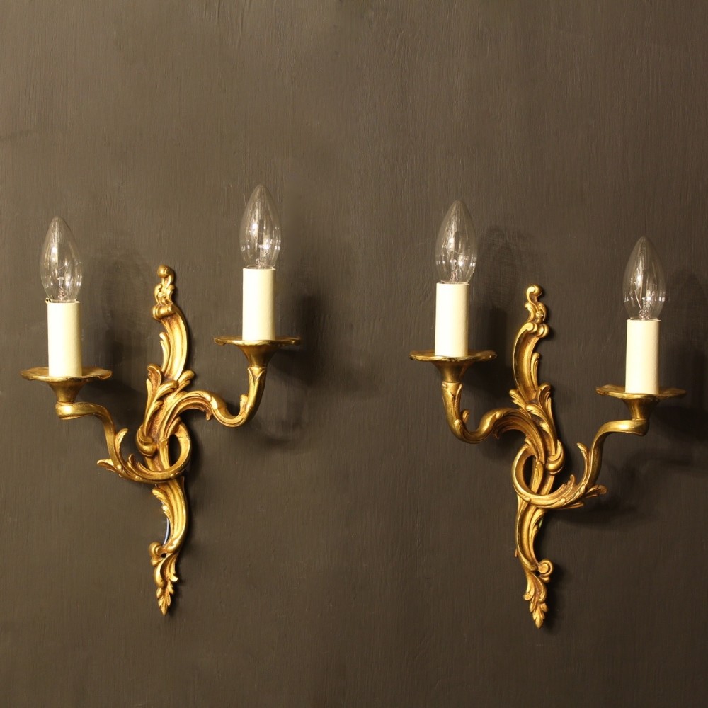 A French Pair Of Bronze Antique Wall Lights