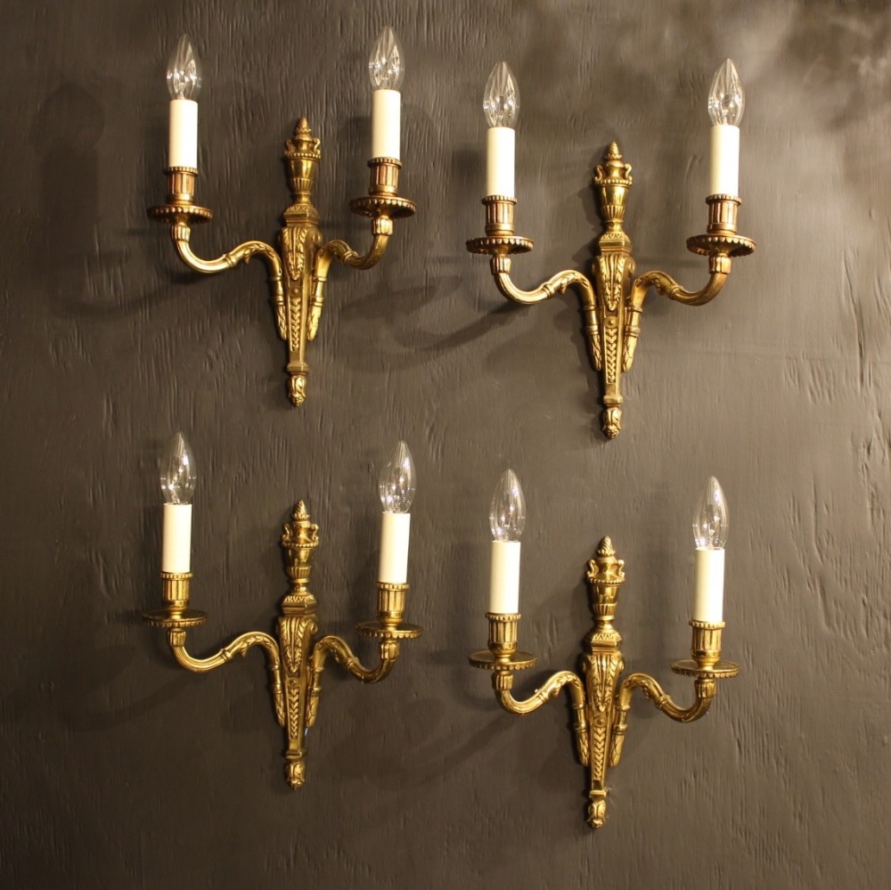 A French Set Of 4 Twin Arm Antique Wall Lights