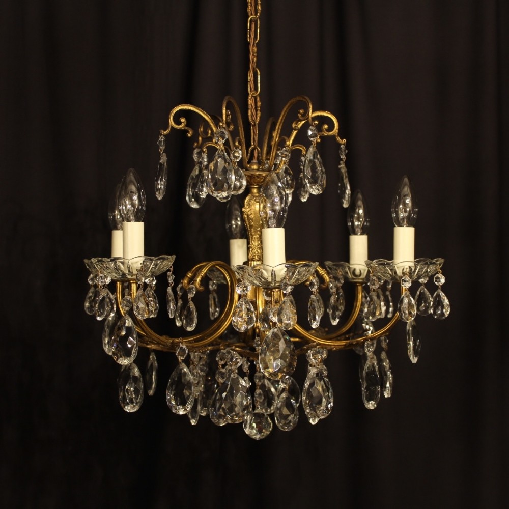 An Italian 6 Light Gilded Antique Chandelier