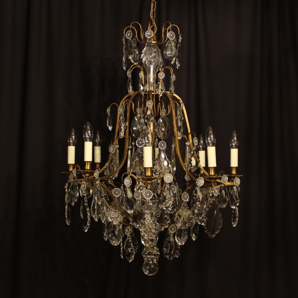 A French 8 Light Crystal Antique Chandelier