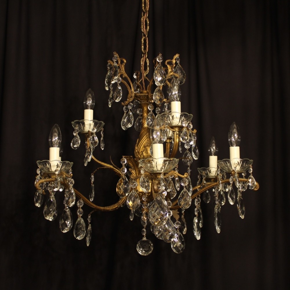 An Italian Gilded 9 Light Antique Chandelier