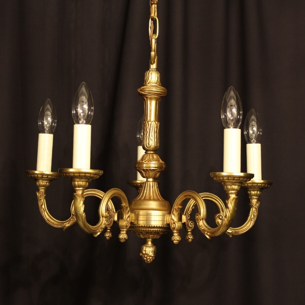 A French Gilded Bronze 5 Light Chandelier