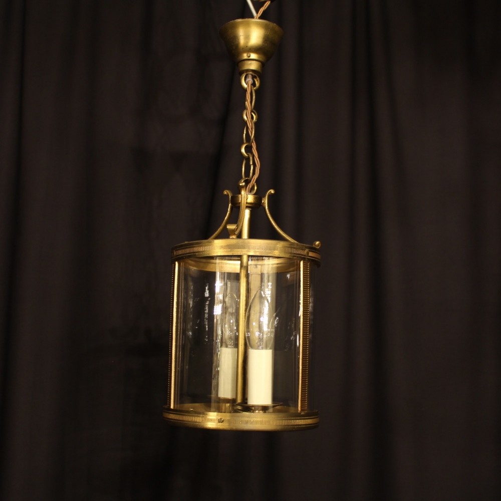 A French Small Gilded Convex Antique Hall Lantern