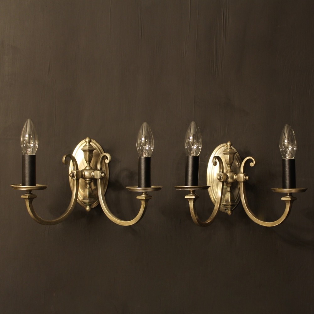 An English Pair Of Silver Antique Wall Lights