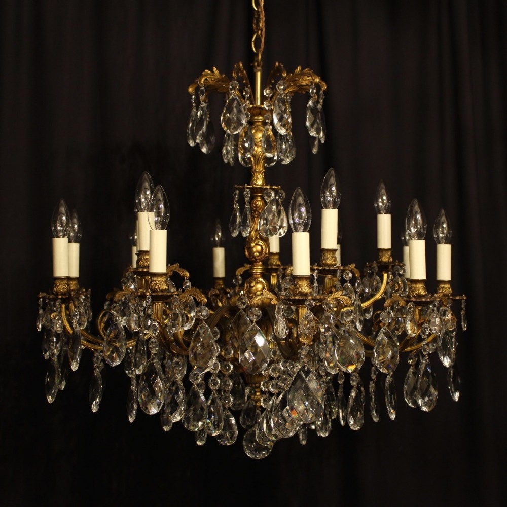 An Italian Gilded 15 Light Antique Chandelier